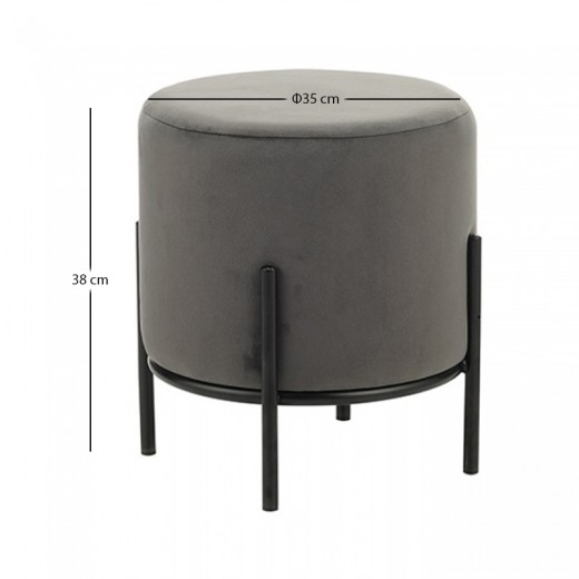 BELLA/R ΣΚΑΜΠΟ GREY VELVET ΥΦΑΣΜΑ Φ.35Χ38εκ.