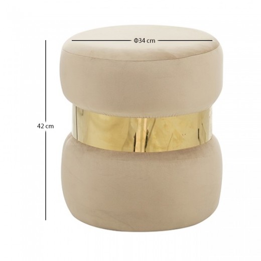 LINDA/R ΣΚΑΜΠΟ BEIGE VELVET ΥΦΑΣΜΑ Φ.37Χ43εκ.