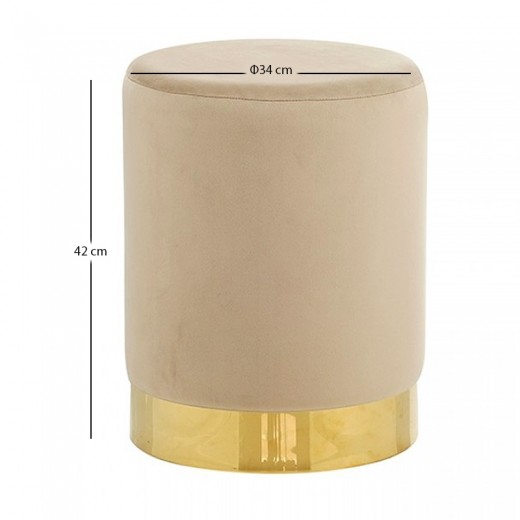 LINDA/S ΣΚΑΜΠΟ BEIGE VELVET ΥΦΑΣΜΑ Φ.34Χ42εκ.