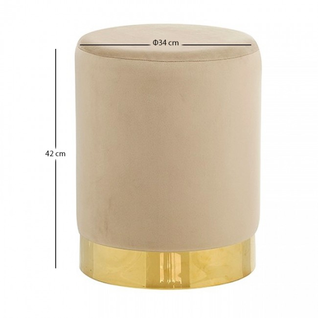 LINDA/S ΣΚΑΜΠΟ BEIGE VELVET ΥΦΑΣΜΑ Φ.34Χ42εκ.