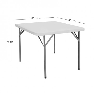Τραπέζι catering πτυσσόμενο με μεταλλικό σκελετό και επιφάνεια πολυπροπυλενίου HDPE σε χρώμα λευκό 86x86x74εκ