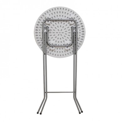 Τραπέζι - stand catering με μεταλλικό σκελετό - επιφάνεια από Pp Hdpe σε λευκό Φ.81x110εκ.