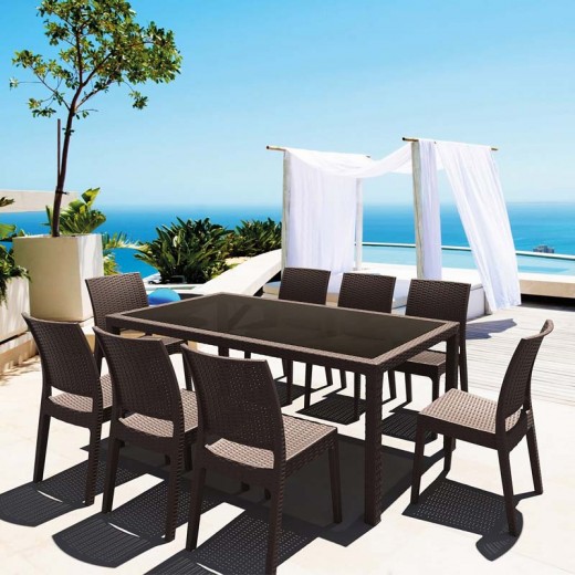 TAHITI BROWN 180Χ94Χ75εκ. ΤΡΑΠΕΖΙ ΜΕ ΤΖΑΜΙ ΠΟΛ/ΝΙΟΥ