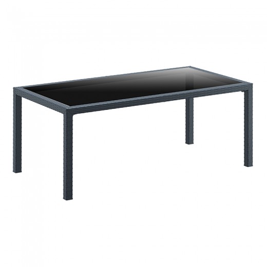 TAHITI DARK GREY 180Χ94Χ75εκ. ΤΡΑΠΕΖΙ ΜΕ ΤΖΑΜΙ ΠΟΛ/ΝΙΟΥ
