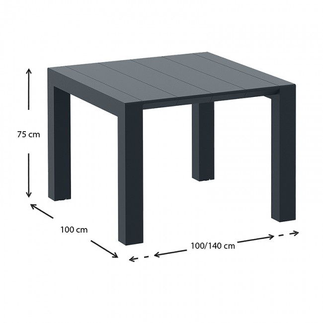 ΒΕΓΚΑΣ RATTAN DARK GREY 100X100/140εκ. ΕΠΕΚΤ.ΤΡΑΠΕΖΙ - 53.0231