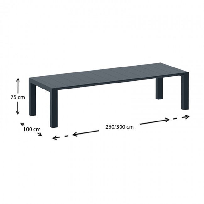 ΒΕΓΚΑΣ RATTAN DARK GREY 100X260/300εκ. ΕΠΕΚΤ.ΤΡΑΠΕΖΙ - 53.0237