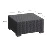 Τραπέζι California με επένδυση wicker σε χρώμα ανθρακί 68x68x35εκ