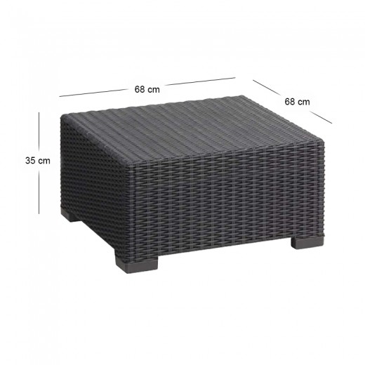 Τραπέζι California με επένδυση wicker σε χρώμα ανθρακί 68x68x35εκ