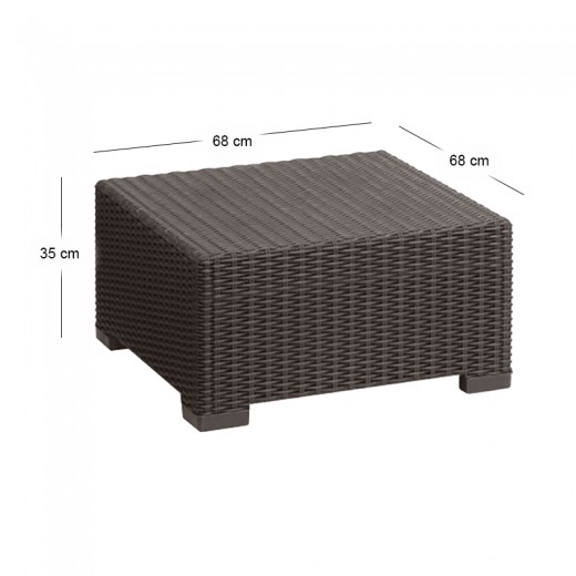 Τραπέζι California με επένδυση wicker σε χρώμα καφέ 68x68x35εκ