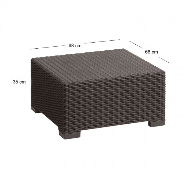 Τραπέζι California με επένδυση wicker σε χρώμα καφέ 68x68x35εκ