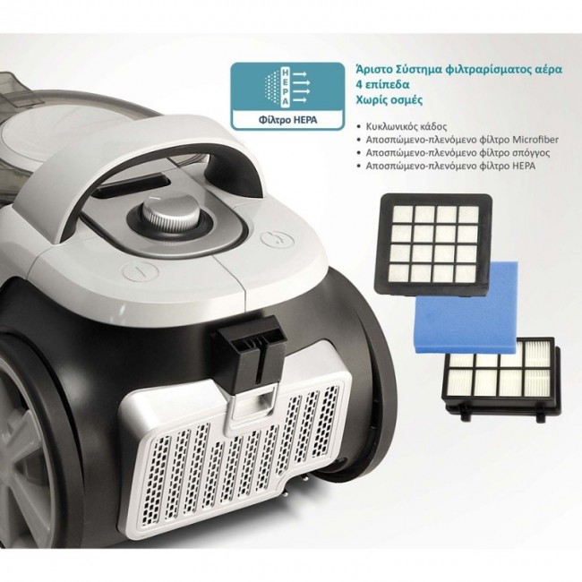 Ηλεκτρική σκούπα BRN-0137 Bruno 800W 3lt κυκλωνική χρώμα λευκό