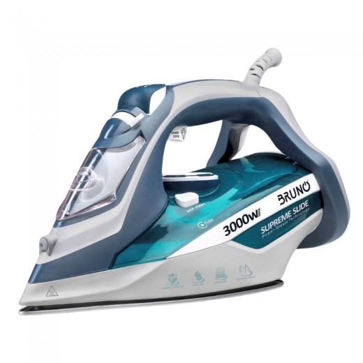 Σίδερο ατμού Supreme Slide BRN-0146 Bruno με κεραμική πλάκα 3000W χρώμα λευκό - μπλε