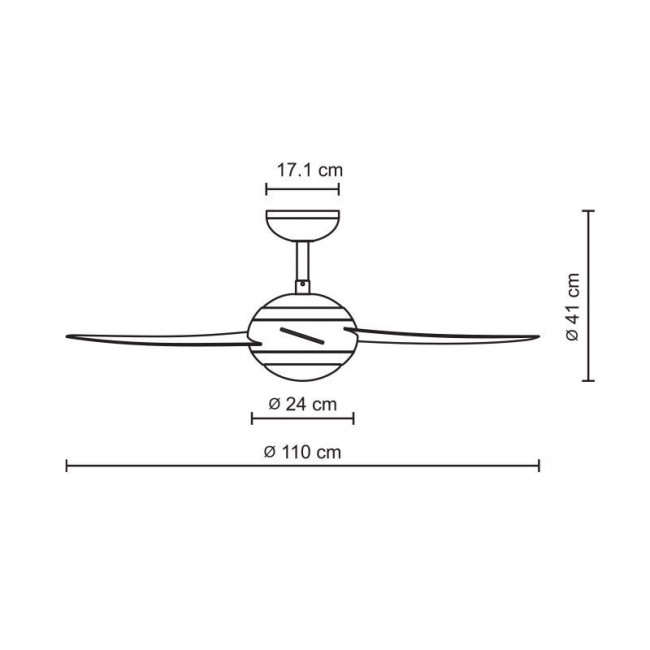 Ανεμιστήρας Οροφής PRCF-80285 Primo 44'' 110εκ. Με Τηλεχειριστήριο 1Φως 5Φτερά Κερασί