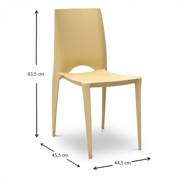 Καρέκλα Loretta πλαστική χρώμα ανοιχτό κίτρινο 44,5x45,5x83,5εκ.