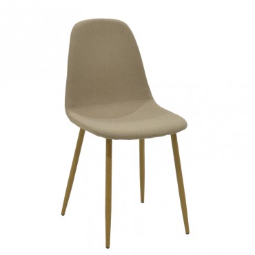 Καρέκλα Iris Megapap με ύφασμα σε χρώμα μπεζ και μεταλλικά πόδια σε χρώμα φυσικό 43x53x86εκ.