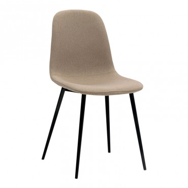 Καρέκλα Iris Megapap με ύφασμα σε χρώμα μπεζ και μεταλλικά πόδια σε μαύρο 43x53x86εκ.