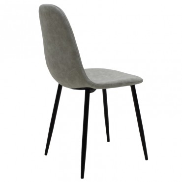 Καρέκλα Iris Megapap με Pu σε χρώμα antique γκρι και μεταλλικά πόδια σε μαύρο 43x53x86εκ.