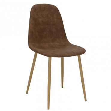 Καρέκλα Iris Megapap με Pu σε χρώμα antique καφέ και μεταλλικά πόδια σε φυσικό 43x53x86εκ.