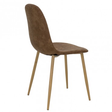 Καρέκλα Iris Megapap με Pu σε χρώμα antique καφέ και μεταλλικά πόδια σε φυσικό 43x53x86εκ.