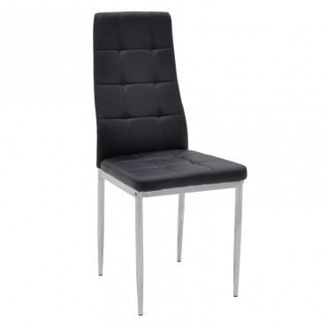 Καρέκλα Molly Megapap με μεταλλικά πόδια από χρώμιο - Pu σε χρώμα μαύρο 41x52x98εκ.