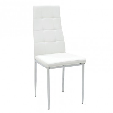 Καρέκλα Molly Megapap με μεταλλικά πόδια από χρώμιο - Pu χρώμα λευκό 41x52x98εκ.