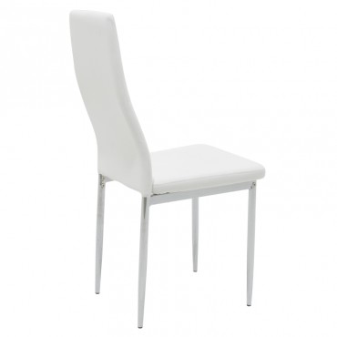 Καρέκλα Molly Megapap με μεταλλικά πόδια από χρώμιο - Pu χρώμα λευκό 41x52x98εκ.
