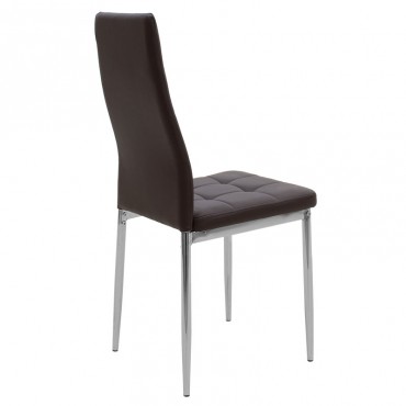 Καρέκλα Molly Megapap με μεταλλικά πόδια από χρώμιο - Pu σε χρώμα σκούρο καφέ 41x52x98εκ.