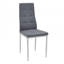 Καρέκλα Molly Megapap με μεταλλικά πόδια από χρώμιο - Pu σε χρώμα ανθρακί 41x52x98εκ.