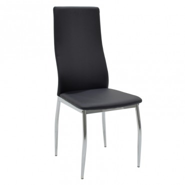 Καρέκλα Simple Megapap με μεταλλιά πόδια από χρώμιο - Pu χρώμα μαύρο 43x56x102εκ.