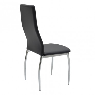Καρέκλα Simple Megapap με μεταλλιά πόδια από χρώμιο - Pu σε χρώμα μαύρο 43x56x102εκ.