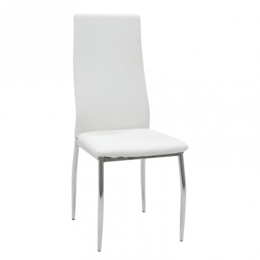 Καρέκλα Simple Megapap με μεταλλικά πόδια από χρώμιο - Pu σε χρώμα λευκό 43x56x102εκ.