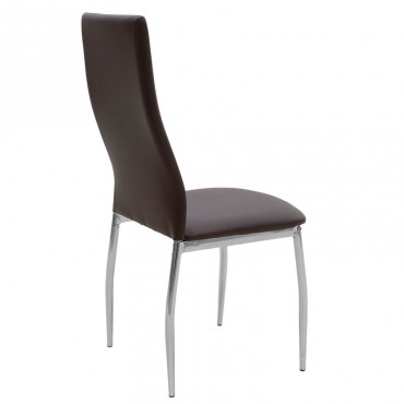 Καρέκλα Simple Megapap με μεταλλικά πόδια από χρώμιο - Pu χρώμα σκούρο καφέ 43x56x102εκ.