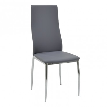 Καρέκλα Simple Megapap με μεταλλικά πόδια από χρώμιο - Pu σε χρώμα ανθρακί 43x56x102εκ.