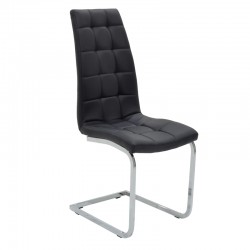 Καρέκλα Morgan Megapap με μεταλλικά πόδια από χρώμιο - Pu σε χρώμα μαύρο 43x59x104εκ.
