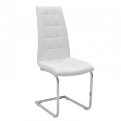Καρέκλα Morgan Megapap με μεταλλικά πόδια από χρώμιο - Pu σε χρώμα λευκό 43x59x104εκ.