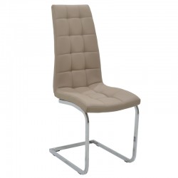 Καρέκλα Morgan Megapap με μεταλλικά πόδια από χρώμιο - Pu σε χρώμα μόκα 43x59x104εκ.