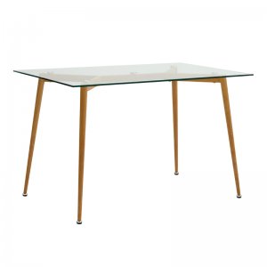 Τραπέζι Philip Megapap με γυάλινη επιφάνεια και μεταλλικά πόδια χρώμα φυσικό 120x75x76εκ.