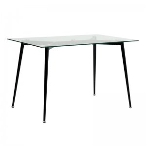Τραπέζι Philip Megapap με γυάλινη επιφάνεια και μεταλλικά πόδια χρώμα μαύρο 120x75x76εκ.
