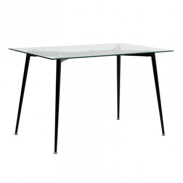Τραπέζι Philip Megapap με γυάλινη επιφάνεια και μεταλλικά πόδια σε χρώμα μαύρο 120x75x76εκ.
