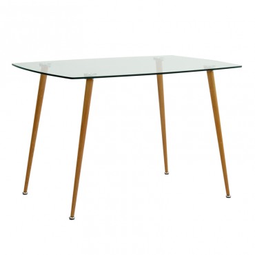 Τραπέζι Sophie Megapap με γυάλινη επιφάνεια και μεταλλικά πόδια σε χρώμα φυσικό 120x75x76εκ.