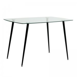 Τραπέζι Sophie Megapap με γυάλινη επιφάνεια και μεταλλικά πόδια χρώμα μαύρο 120x75x76εκ.
