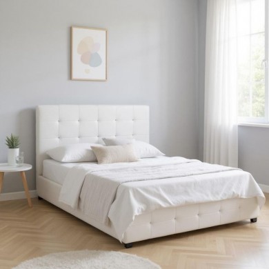 Iro Megapap PU leather bed with storage space in white color 160x200cm.