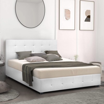 Κρεβάτι Iro Megapap από τεχνόδερμα με αποθηκευτικό χώρο χρώμα λευκό 160x200εκ.