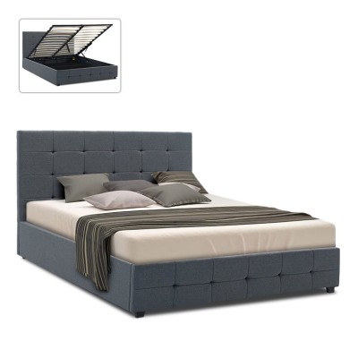 Κρεβάτι Iro Megapap υφασμάτινο με αποθηκευτικό χώρο χρώμα ανθρακί 160x200εκ.
