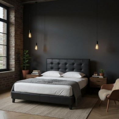 Sissy Megapap PU leather bed in black color 160x200cm.