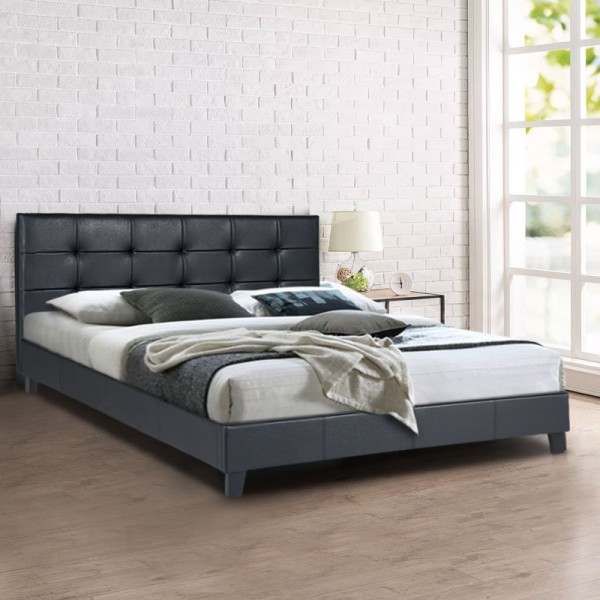 Κρεβάτι Sissy Megapap από τεχνόδερμα χρώμα μαύρο 160x200εκ.