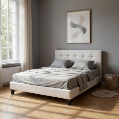 Sissy Megapap PU leather bed in white color 160x200cm.