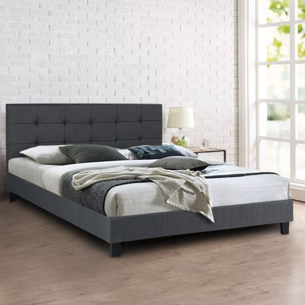 Κρεβάτι Sissy Megapap υφασμάτινο χρώμα ανθρακί 160x200εκ.