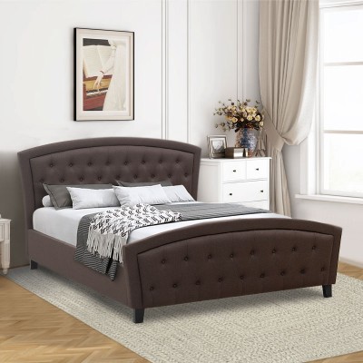 Κρεβάτι Alexia Megapap υφασμάτινο χρώμα σκούρο καφέ 160x200εκ.