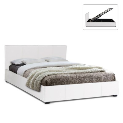 Κρεβάτι Iro Megapap διπλό με τεχνόδερμα χρώμα λευκό 160x200εκ.